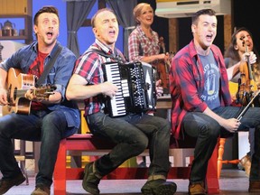 From left, Alex Baerg, Mark Payne and Jesse Grandmont entertain the crowd as part of When Irish Eyes are Smiling, on stage at Victoria Playhouse Petrolia Sept. 13 to Oct. 9. Supplied