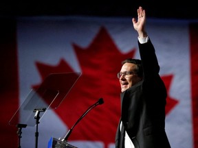 Pierre Poilievre celebrates after being elected the new leader of Canada's Conservative party in Ottawa on Sept. 10. (Patrick Doyle/Reuters)