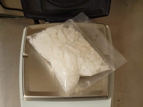 OPP seized 160 grams of suspected methamphetamine in a five-month drug investigation launched after an increase in overdoses in Huron, Perth, Grey and Bruce counties. Twenty-six people are charged. (OPP handout photo)