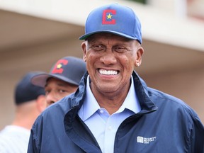 Fergie Jenkins meets with fans at the Field of Honour charity slo-pitch event celebrating the Chatham Coloured All-Stars at Fergie Jenkins Field at Rotary Park in Chatham on Sept. 24. (Mark Malone/Postmedia Network)
