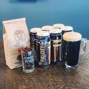 Full City, a coffee porter featuring London's Patrick Beans, makes its seasonal return by cans and on tap at Forked River Brewing.  (Forked River Photo)