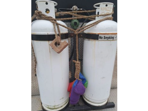 Owners of Truckin Mamas On the Run, a food truck in Petrolia, posted this photo on social media of a noose tied around a Pride flag found on Sunday Sept. 11, 2022 attached to the truck's propane tanks.