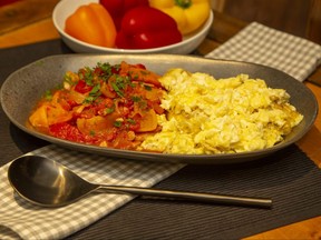 Peppers with tomatoes and eggs (Derek Ruttan/The London Free Press)