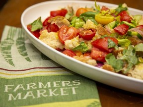 Easy-to-make Panzanella salad is a Tuscan treat that's filling enough to be a main course and a great way to enjoy the last of the season's tomatoes, Jill Wilcox says. (Derek Ruttan/The London Free Press)