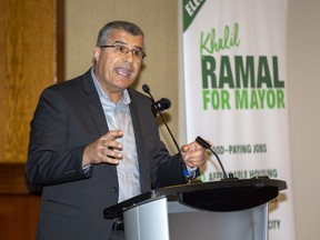 Mayoral candidate Khalil Ramal released his campaign platform during an event at the Lamplighter Inn in London on Tuesday September 20, 2022. Derek Ruttan/The London Free Press/Postmedia Network