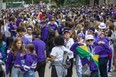 Thousands of students gather on Broughdale Avenue during Western University's homecoming weekend in London on Saturday, Sept. 24, 2022. (Derek Ruttan/The London Free Press)