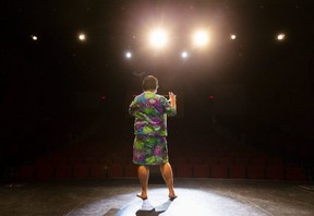 Mike Delamont rehearses in preparation for his show God is a Scottish Drag Queen on Dec. 10, 2019, at Wolf Performance Hall in London. (Mike Hensen/The London Free Press)