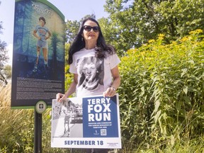 Peggy Anne Endean, a member of the organizing committee for London's Terry Fox Run, said the online versions of the run in 2020 and 2021 were important to maintain awareness of the event that raises money for cancer research. Photograph taken Monday Sept. 12, 2022. (Mike Hensen/The London Free Press)