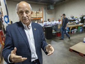 Glen Pearson, co-executive director at the London Food Bank, is asking people "to give what they can" to the fall food campaign. Photograph taken at the London Food Bank on Thursday, Sept. 29, 2022. (Mike Hensen/The London Free Press)