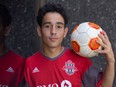 'Soccer takes my mind off things back home.' Andrei Amonov, 21, a refugee from Ukraine, is pictured in his Windsor TFC club jersey on Wednesday, Aug. 31, 2022.