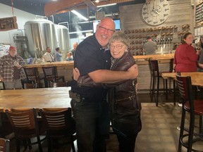 Jerry Acchione is with acting mayor Connie Lauder at Upper Thames Brewing Company. Acchione beat out four others, including Trevor Birtch, for the city's top job. Lauder will also return as a councillor. (HEATHER RIVERS/The London Free Press)