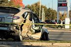 London police closed a stretch of Commissioners Road between Pond Mills Road and Frontenac Road in southeast London on Monday Oct. 24, 2022 following a crash that injured two people. (Dale Carruthers/The London Free Press)