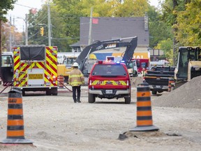 London firefighters were called to a section of Central Avenue near Adelaide Street for a gas leak on Wednesday that forced an evacuation of the area. (Derek Ruttan/The London Free Press)