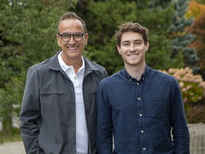 Gabe Pizzuti, 58, left, and his son Matt, 28, are running for seats on the London District Catholic school board in separate wards. (Derek Ruttan/The London Free Press)