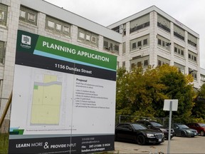 The former McCormick biscuit factory on Dundas Street is seen on Friday, Oct. 7, 2022.  Changes to a proposed development on the site were endorsed by London city council's planning committee Wednesday. 
(Mike Hensen/The London Free Press)