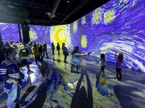 Massive projections of the work of Vincent van Gogh are displayed at the Imagine Van Gogh immersive exhibition in London. Photo taken Oct. 23, 2022. (Mike Hensen/The London Free Press)