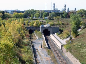 The St. Clair Tunnel, connecting rail traffic between Sarnia and Port Huron, Mich., is seen here on Wednesday. (Paul Morden/Postmedia Network)