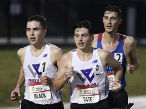 Connor Black of Forest runs in the men's 5,000 metres at the Canadian Olympic track and field trials on June 26, 2021 in Montreal. (Bernard Brault/Athletics Canada)