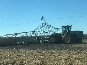 A tractor has brought down an electricity tower on LaSalle Line near Sarnia.