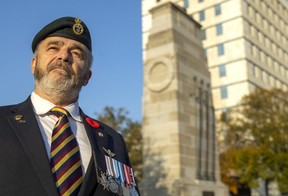 Randy Warden, chairperson of the Royal Canadian Legion's Remembrance Day Committee in London, said he's saddened by the theft of a poppy campaign donation box from a service center on Highway 401 southwest of London.  (Mike Hensen/The London Free Press)