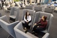 Kings University College students Alexis Carreiro and Aime Paradis chat in the large new chairs that are part of the renovations at its G. Emmett Cardinal Carter Library.
The renovations were paid for by a $1-million donation from the estate of former chief librarian Elizabeth Russell.
(Mike Hensen/The London Free Press)