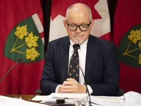 Ontario Chief Medical Officer Dr. Kieran Moore attends a press briefing at the Queens Park Legislature, in Toronto, on Monday, November 14, 2022.