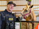 Haldimand OPP posted this photo on social media of Const.  Greg Pierzchala at the Caledonia Fair in October.  Pierzchala, 28, was killed in the line of duty on Tuesday, Dec. 27, 2022, near Hagersville.  (OPP/Twitter photo)