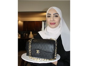 London's Subrina El-kerdi, holding a cake in the shape of a Chanel purse made for her sister, is competing in CTV's new Cross Country Bake Off, a four-part series that begins Thursday at 9 p.m. (JOE BELANGER/The London Free Press)