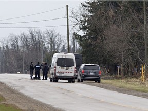 A portion of Fourth Line Road of the Six Nations of the Grand River Territory was closed in November 2018 as police investigated the brutal deaths of three Six Nations members. (Brian Thompson/Postmedia Network)