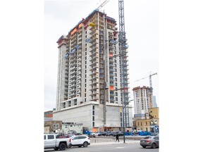 This 266-unit York Developments residential tower is going up at 131 King St. Photograph taken Friday, Dec. 9 2022. (Derek Ruttan/The London Free Press)