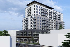 Rendering of a 14-storey tower proposed for 200 Albert St., on a downtown parking lot west of the former Prince Albert diner.