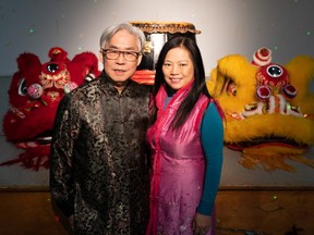 Andy Ho, president of the Chinese Canadian National Council London Chapter, and his wife, Alice, gathered with members of London's Chinese community to celebrate the Lunar New Year on Sunday Jan. 22, 2023. JONATHAN JUHA/The London Free Press