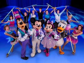 Donald Duck, Fabs, Goofy, Mickey Mouse and Minnie Mouse perform in Disney's Find Your Hero. DISNEY ON ICE