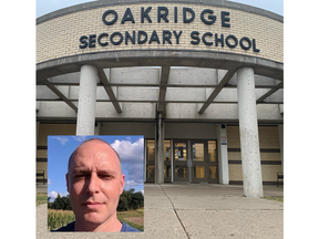 Oakridge secondary school in northwest London; former teacher Dustin Epp (inset)