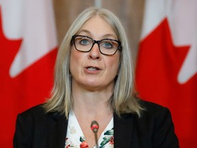 Canada's Minister of Indigenous Services Patty Hajdu speaks at a news conference in Ottawa on Jan. 4, 2022. REUTERS/Patrick Doyle