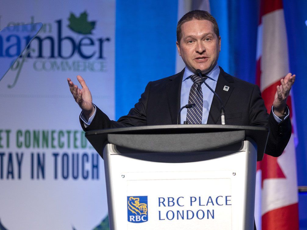Mayor Josh Morgan addresses a crowd of roughly 1,300 at the first State of the City address since he was elected to the top political job in London. Photo taken at RBC Place on Tuesday Jan. 17, 2023. (Mike Hensen/The London Free Press)