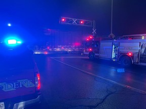 Emergency crews responded to a serious incident involving a pedestrian and train early Wednesday morning near York and Maitland Streets. (London Fire Department/Twitter)