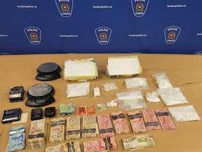 London police seized more than $300,000 in drugs and cash in a series of raids on Wednesday Jan. 26, 2023. (London police photo)