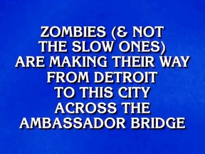 A screenshot of the Jeopardy! answer on Jan. 30, 2023, that had the correct question of Windsor, Ontario.