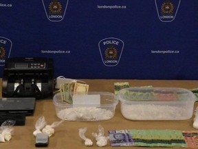 Three people face drug charges after police seized drugs valued at $73,000, digital scales and nearly $5,400 in cash in searches of homes and vehicles in London and Woodstock, London police said. (London police photo)