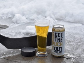 Get the Puck Out from GameTime Brew Co. is a pilsner that started rinkside by a group of seven minor hockey families. Available at the LCBO and online, it's also a fundraiser for the 20-team Ontario Sledge Hockey Association. (BARBARA TAYLOR/Special to Postmedia News)