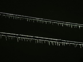 Ice-covered power lines are shown in Windsor on Wednesday, February 22, 2023. (Windsor Star - DAN JANISSE)