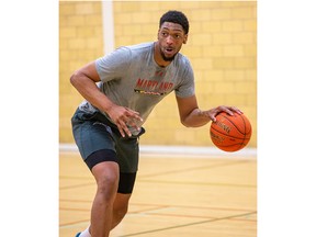 Justin Jackson takes part in the London Lightning practice on Tuesday, Jan. 31, 2023. Jackson is expected to make his Lightning debut Wednesday against the Windsor Express at Budweiser Gardens. (Derek Ruttan/The London Free Press)