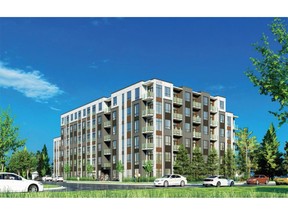 City council on Tuesday, Feb. 14, 2023, approved a plan by Copia Developments to build a six-storey, 95-unit apartment building, shown in this rendering, at 608 Commissioners Rd. W. (Supplied)