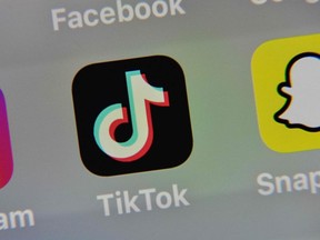 The logo of the social-media app TikToK is shown on a screen. (AFP photo)