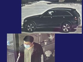 Strathroy-Caradoc police released this image of a suspect and their vehicle in a recent grandparent scam. (Strathroy-Caradoc police photo)
