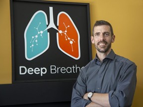 London doctor Rob Arntfield is the founder of Deep Breathe, a company that has developed AI technology to diagnose lung conditions from ultrasound images. Photo shot on Wednesday, March 8, 2023. (Derek Ruttan/The London Free Press)