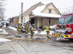 London firefighters responded to a house fire at 961 Ormsby St. in east London on Tuesday, March 14, 2023. No one was injured. (Derek Ruttan/The London Free Press)