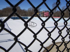The Thames Park pool in London was closed last summer for repairs, but now city staff are recommending it be decommissioned because of structural damage. Photo taken on  Wednesday, March 15, 2023, (Derek Ruttan/The London Free Press)