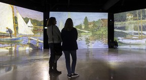 Tanya Breitenstein de Dorchester et Jennifer Odman de Bright's Grove se tiennent debout et regardent les images changer.